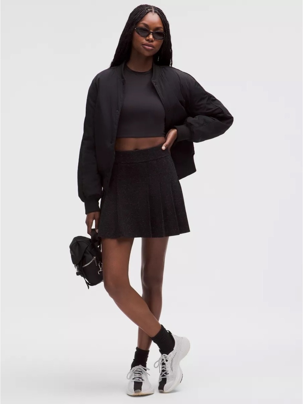 🆕🖤 Lululemon Merino Wool MR Pleated Skirt - Heathered Black Multi